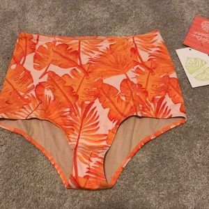 Kortni Jeane high waisted orange palm leaf bottoms